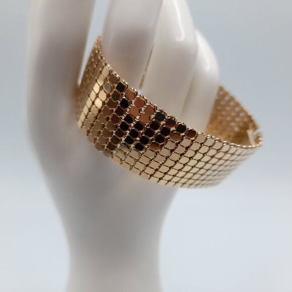 Vintage Gold Mesh Wide Classic Bracelet, Gold Tone, 6 3/4 Inches - Picture 3 of 11